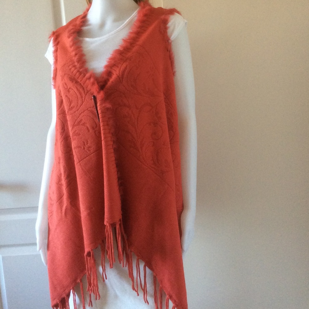Fur trim fringed Vest